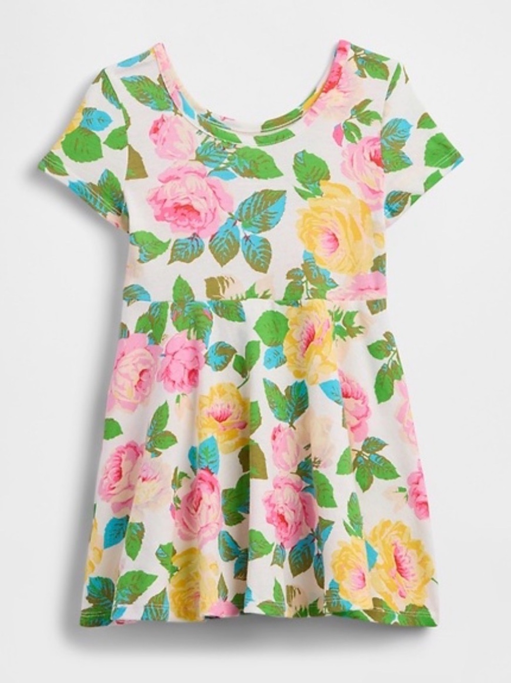 Baby GAP Floral Fit-and-Flare Dress in Pink, Yellow & Green, Size 2T